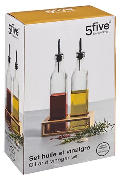 Fľaše na olej a ocot v bambusovom stojane GUSTO, 2x 480 ml