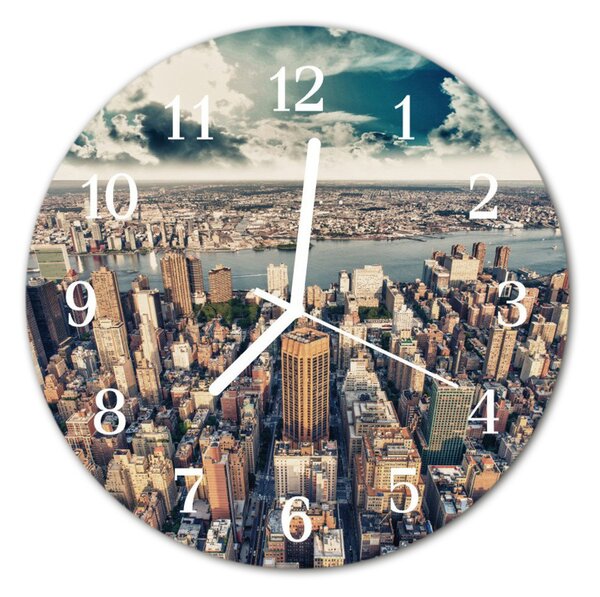 Nástenné sklenené hodiny New york fi 30 cm