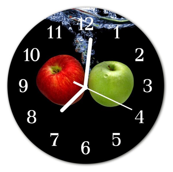Sklenené hodiny okrúhle Jablká fi 30 cm