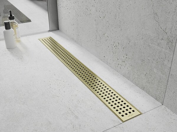 Mexen Flat M08 kryt odpadu pre lineárny odtok 90 cm, zlatý kartáčovaný - 1A25090