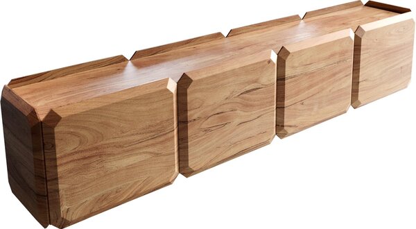 DELIFE TV stolík korpus Kiano 220 cm akácia prírodná 4 dvierka deliaca stena bez nôh