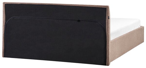 Posteľ hnedá buklé čalúnenie 180 x 200 cm prešívané čelo lamelový rošt s úložným priestorom moderný štýl spálňa