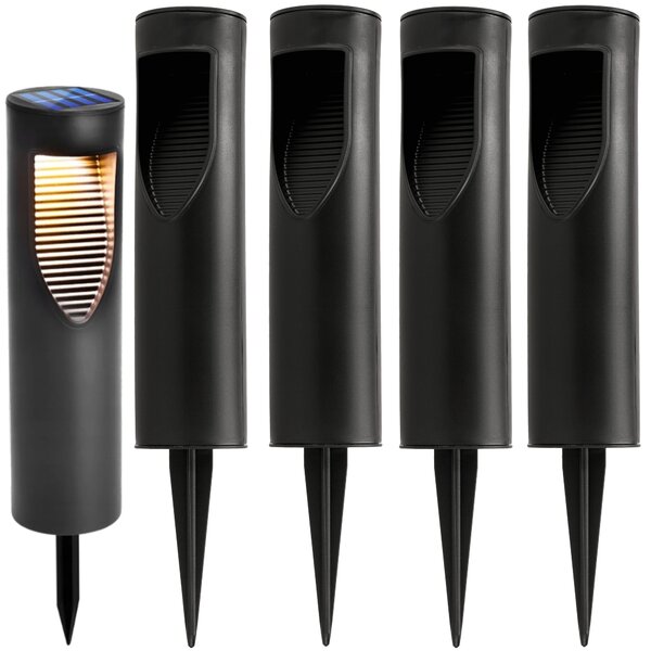 BERGE 4x solárna záhradná lampa, vodotesná, so senzorom súmraku, LED stĺpik