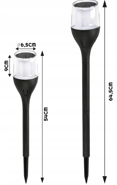 BERGE 12x Solárna LED lampášová tyčinka s plameňom 65 cm, silný PREMIUM