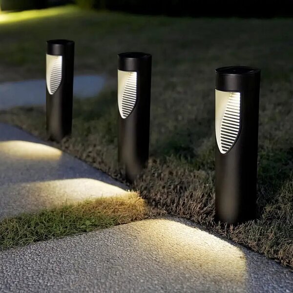 BERGE 4x solárna záhradná lampa, vodotesná, so senzorom súmraku, LED stĺpik