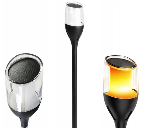 BERGE 4x Solárne záhradné LED lampy Silný plameň 65 cm