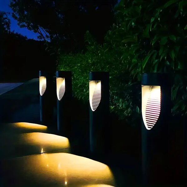 BERGE 4x solárna záhradná lampa, vodotesná, so senzorom súmraku, LED stĺpik