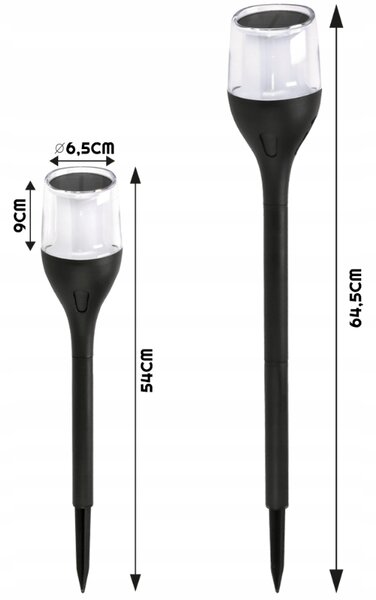 BERGE 4x Solárne záhradné LED lampy Silný plameň 65 cm
