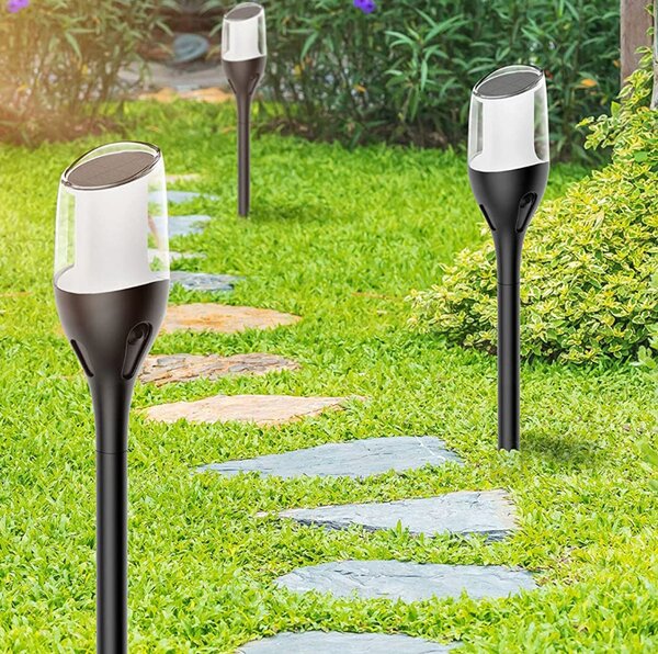 BERGE 4x Solárne záhradné LED lampy Silný plameň 65 cm