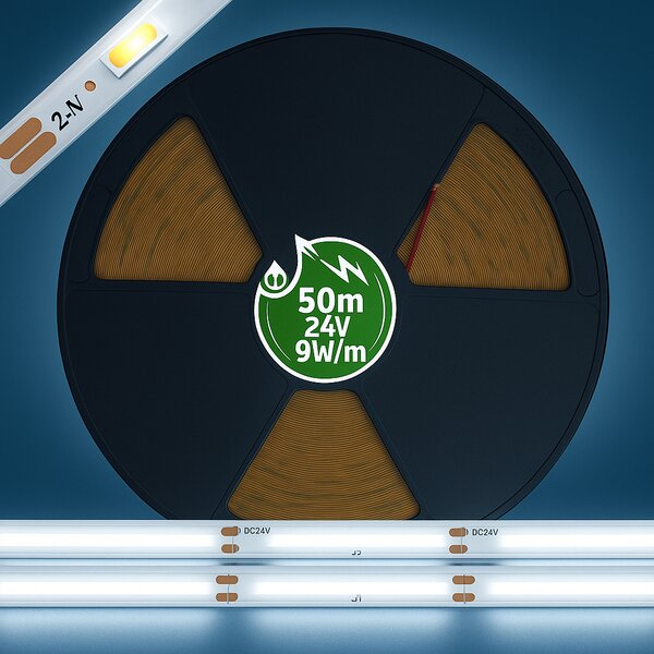ECOLIGHT LED pásik 24V COB 9W/m 480LED 50m 8mm studená farba CW