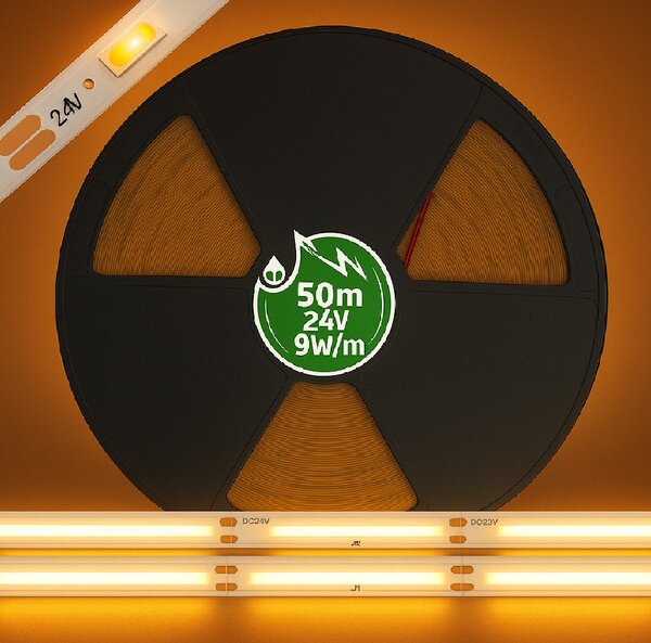 ECOLIGHT LED pásik 24V COB 9W/m 480LED 50m teplá biela WW
