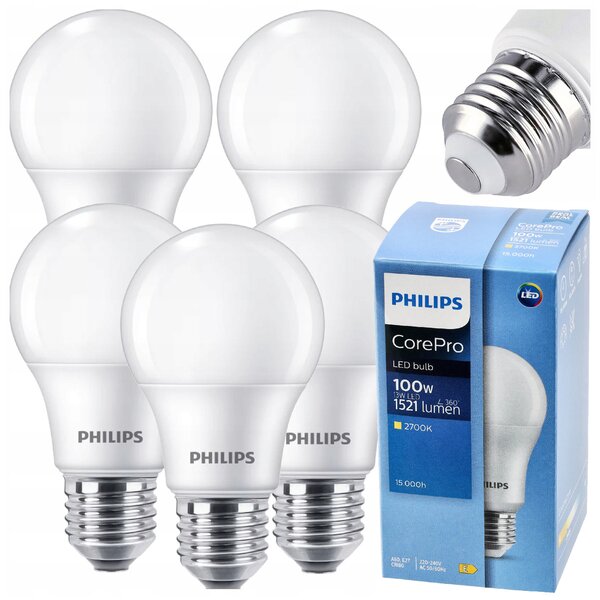 SADA 5x Philips LED žiarovka E27 13W 1521lm 2700K EyeComfort CorePro