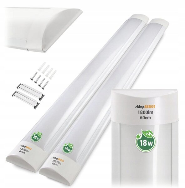BERGE Sada 2 LED žiaroviek 60 cm prisadené panelové svietidlo 18 W 1800 lm denné svetlo farba