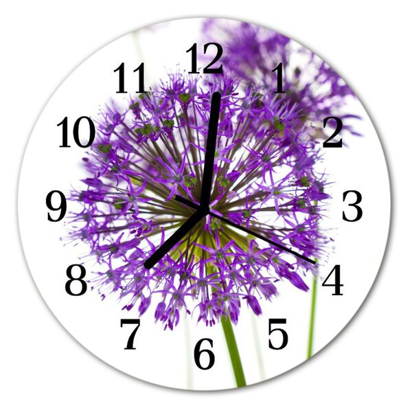 Sklenené hodiny okrúhle Kvetina fi 30 cm