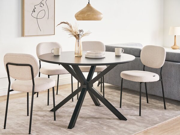 Jedálenský stôl čierny MDF kovové nohy ø 120 cm okrúhly tvar klasický moderný štýl kuchyňa jedáleň