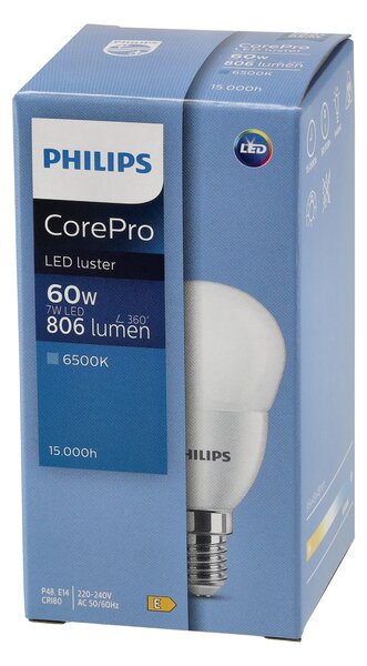 6x LED žiarovka PHILIPS E14 7W – studená farba 6500k 230v corepro