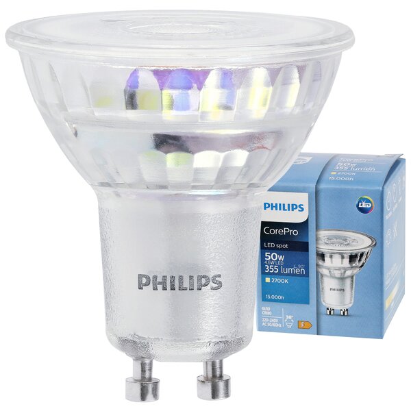 10x LED žiarovka GU10 PHILIPS 4,6W 355lm 36° teplá farba 2700k