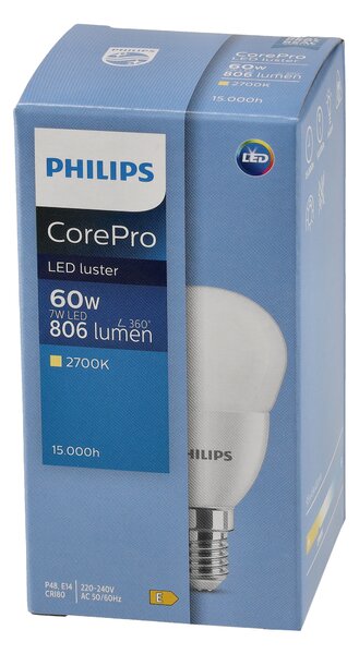 10x LED žiarovka E14 7W 806lm teplá farba 2700k 230v PHILIPS corepro