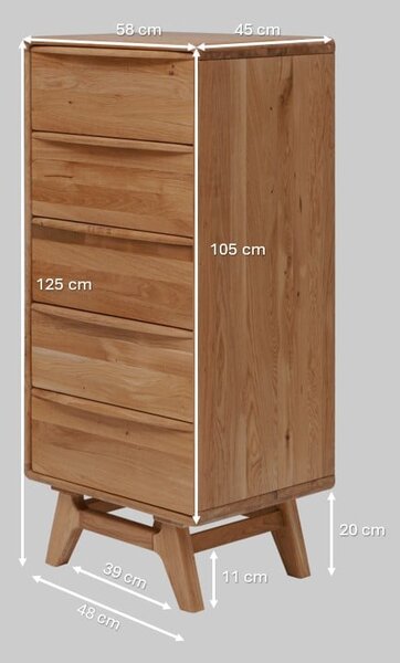 Masívna dubová komoda Bara 5Z