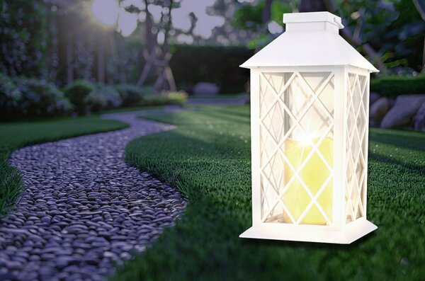 BERGE 4x Záhradný LED solárny lampáš, lampáš, sviečka, biely 2V 300MHA