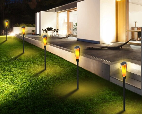 ECOLIGHT 4x Solárna LED lampa s pochodňou, tyčinkou, plameňom a ohňom 65 cm PREMIUM