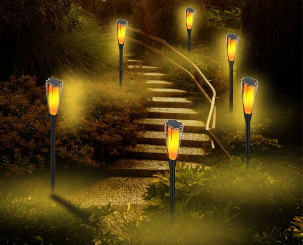ECOLIGHT 4x Solárna LED lampa s pochodňou, tyčinkou, plameňom a ohňom 65 cm PREMIUM