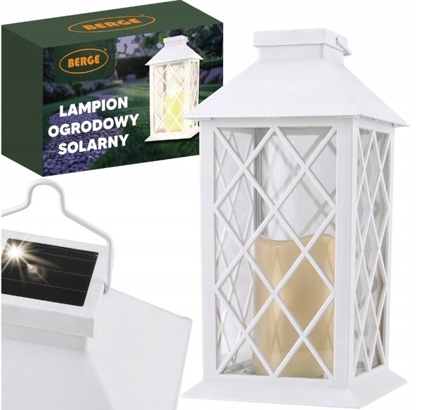 BERGE 4x Záhradný LED solárny lampáš, lampáš, sviečka, biely 2V 300MHA