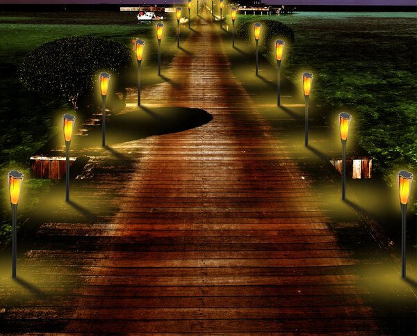 ECOLIGHT 4x Solárna LED lampa s pochodňou, tyčinkou, plameňom a ohňom 65 cm PREMIUM