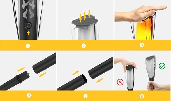 ECOLIGHT 4x Solárna LED lampa s pochodňou, tyčinkou, plameňom a ohňom 65 cm PREMIUM