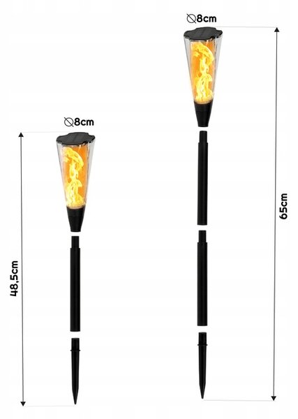 ECOLIGHT 4x Solárna LED lampa s pochodňou, tyčinkou, plameňom a ohňom 65 cm PREMIUM