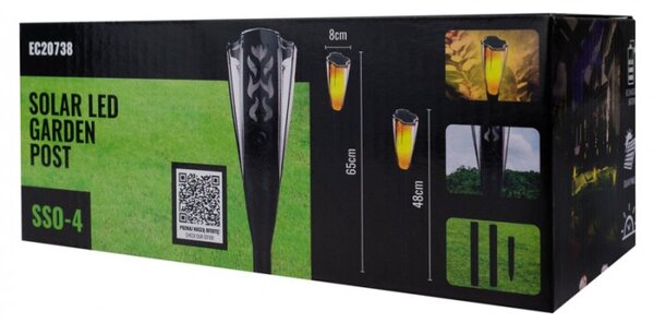 ECOLIGHT 4x Solárna LED lampa s pochodňou, tyčinkou, plameňom a ohňom 65 cm PREMIUM
