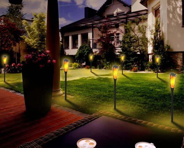 ECOLIGHT 4x Solárna LED lampa s pochodňou, tyčinkou, plameňom a ohňom 65 cm PREMIUM