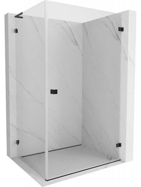 Mexen Lunar-B L pravý výklopný sprchový kút 75 x 70 cm, číre sklo, čierna matná, 832L-075-070-66-00-P