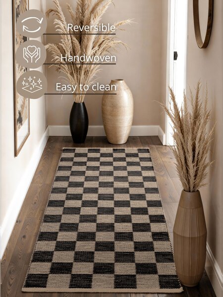 Hanse Home , Behúň Handloom 106333 Rex White Black, 80x200, čiernobiela, chodba / predsieň