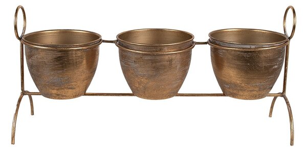 Medený antik plechový obal na kvetináč na nôžkach - 47*14*23 cm - Clayre & Eef