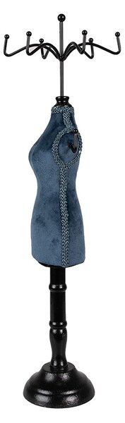 Modro-čierny stojan na šperky v tvare figuríny - 12*12*39 cm - Clayre & Eef