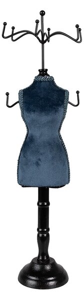 Modro-čierny stojan na šperky v tvare figuríny - 12*12*39 cm - Clayre & Eef