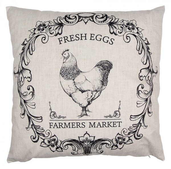 Obliečka na vankúš so sliepočkou Fresh Eggs - 45*45cm - Clayre & Eef