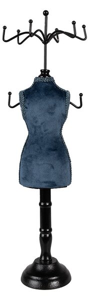 Modro-čierny stojan na šperky v tvare figuríny - 12*12*39 cm - Clayre & Eef