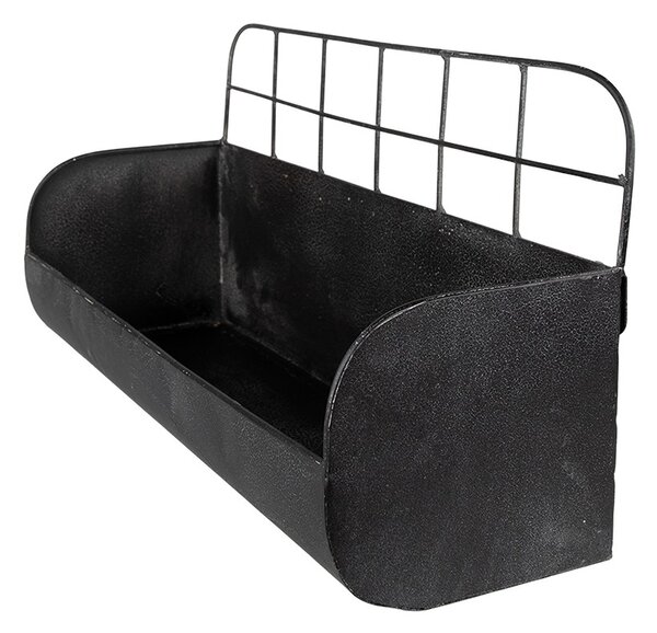 Čierna antik nástenná kovová polička - 38*14*20 cm - Clayre & Eef