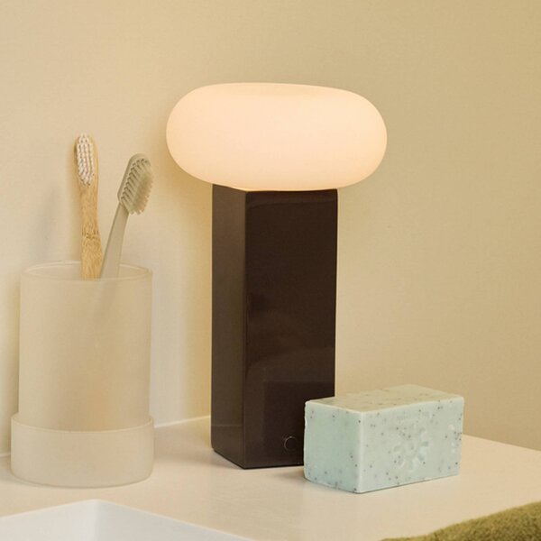 Stolová LED lampa na batérie LOW, hnedá, výška 20 cm, kovová, s stmievačom, Hnedá / hrdzavá, Obývacia izba / jedáleň, kov, Moderný, Stojacie svietidlo
