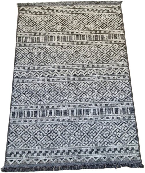 Sivý boho koberec s geometrickým vzorom Boho 086-S Rozmer: 60x100 cm
