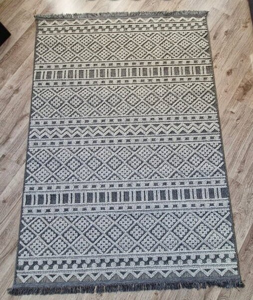 Sivý boho koberec s geometrickým vzorom Boho 086-S Rozmer: 60x100 cm