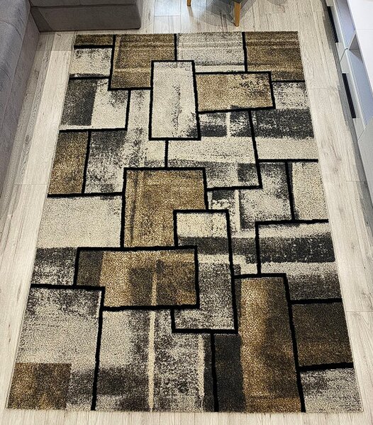 HU Hnedo-béžovo-sivý moderný koberec Gallery vzor kocky Rozmer: 60x110 cm