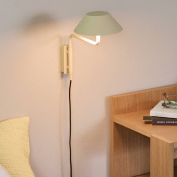 Hübsch LED nástenné svetlo COVER, piesková farba, výstupok 30 cm, kov, Krémová / jantárovo žltá, Obývacia izba / jedáleň, kov, Moderný, Nástenné svietidlo