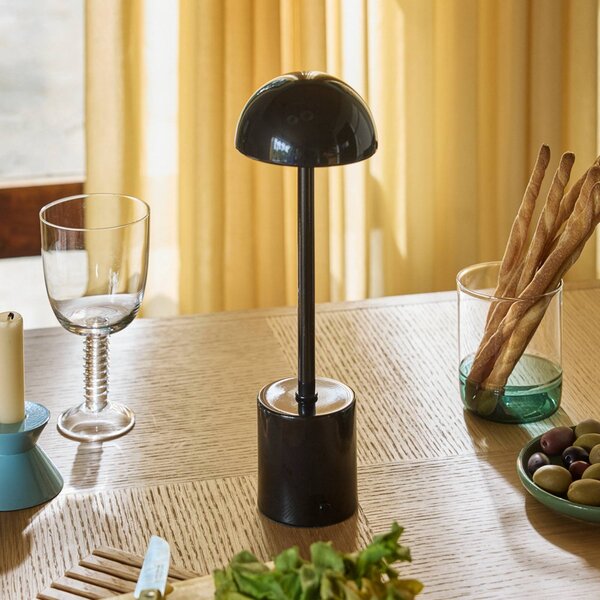 Stolová LED lampa na batérie Taten, čierna, výška 30 cm, kovová, Čierna, kov, Moderný, Stojacie svietidlo