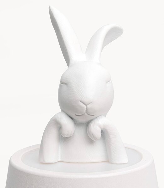 KARE Kare LED stolná lampa na batérie Animal Rabbit, biela, IP54, 29 cm, Biela / opálová, Obývacia izba / jedáleň, Plast, Dizajn, Stolová lampa