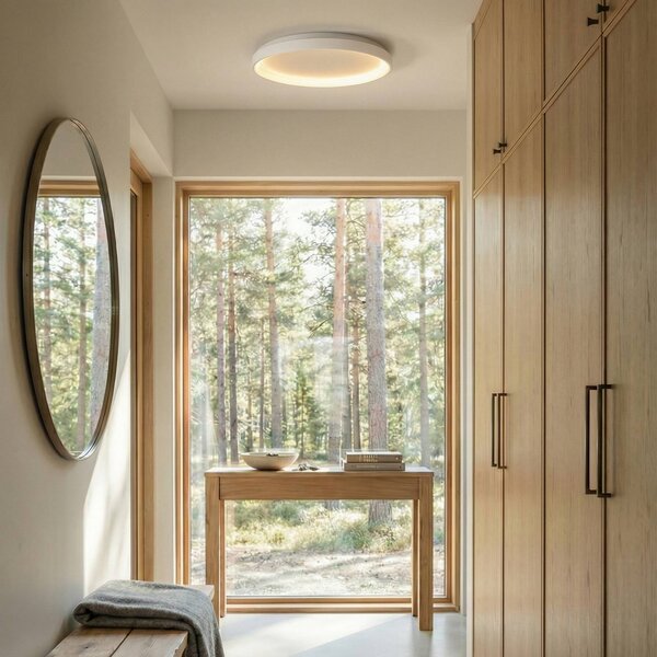 Stropné LED svetlo Arcchio Vivy, Ø 58 cm, biele, kovové, Biela / opálová, Kuchyňa, kov, Moderný, Závesné svietidlo
