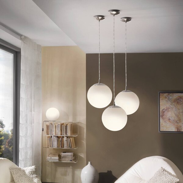 Závesná lampa Rondo 30 cm, Biela / opálová, Chodba, Sklo, Moderný, Závesné svietidlo