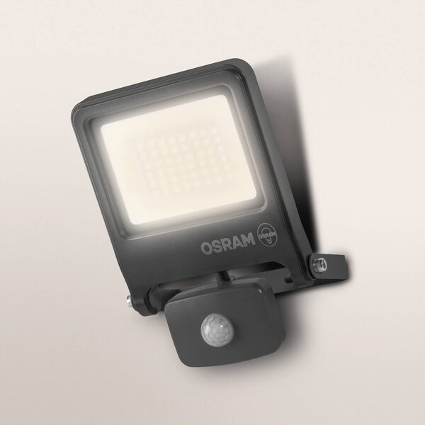 OSRAM exterierove bodove svetla ENDURA FLOOD, sivý, senzor 30 W 830 IP44, Hliník / sivá / zinok, Hliník, Nástenné bodové svietidlo